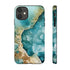 Aquamarine inspired Geode in Watercolor - Impact Resistant Phone Case iPhone 11 Glossy